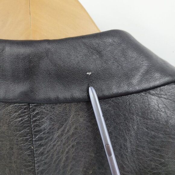 Vtg Trench Coat Faux Leather Wool Lined Longline Pockets Matrix Coplay Blk Sz S - Picture 4 of 11